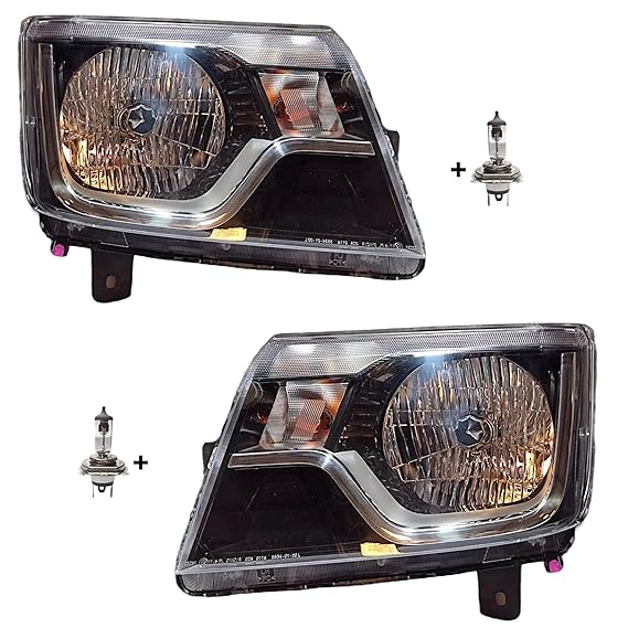 K D Halogen Headlight Assembly For Mahindra Bolero Type 4 2020-Now With Bulb ( Without Adjustable Motor) - Features: Waterproof