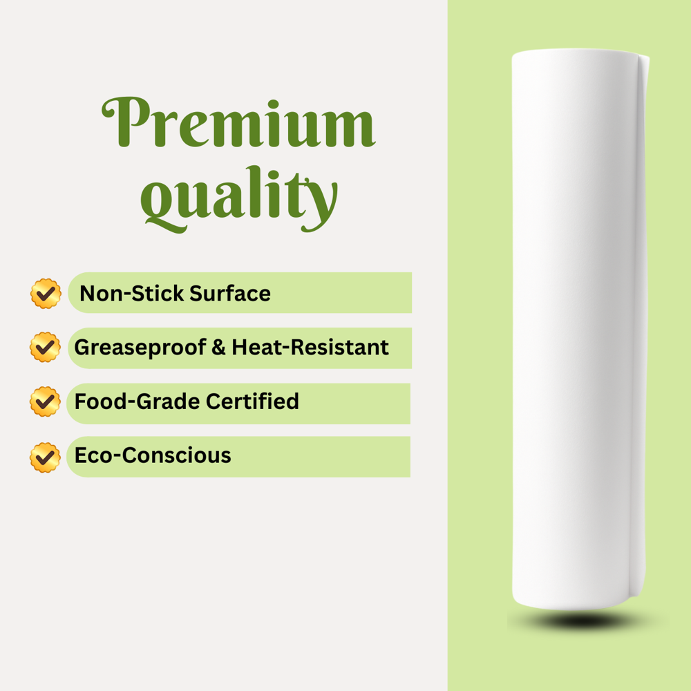 WHITE PARCHMENT 2 SIDE COATED BUTTER PAPER 25 METER ROLL