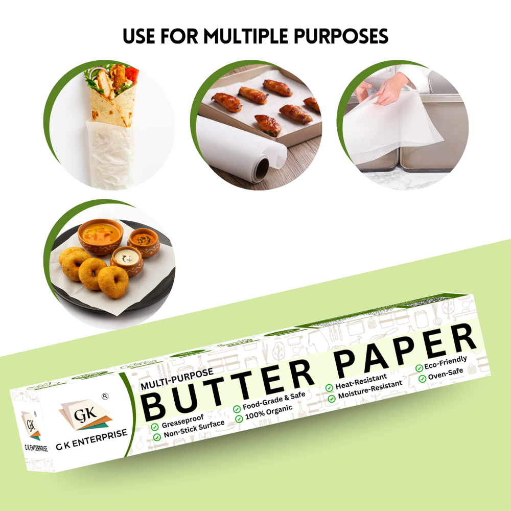 WHITE PARCHMENT 2 SIDE COATED BUTTER PAPER 25 METER ROLL