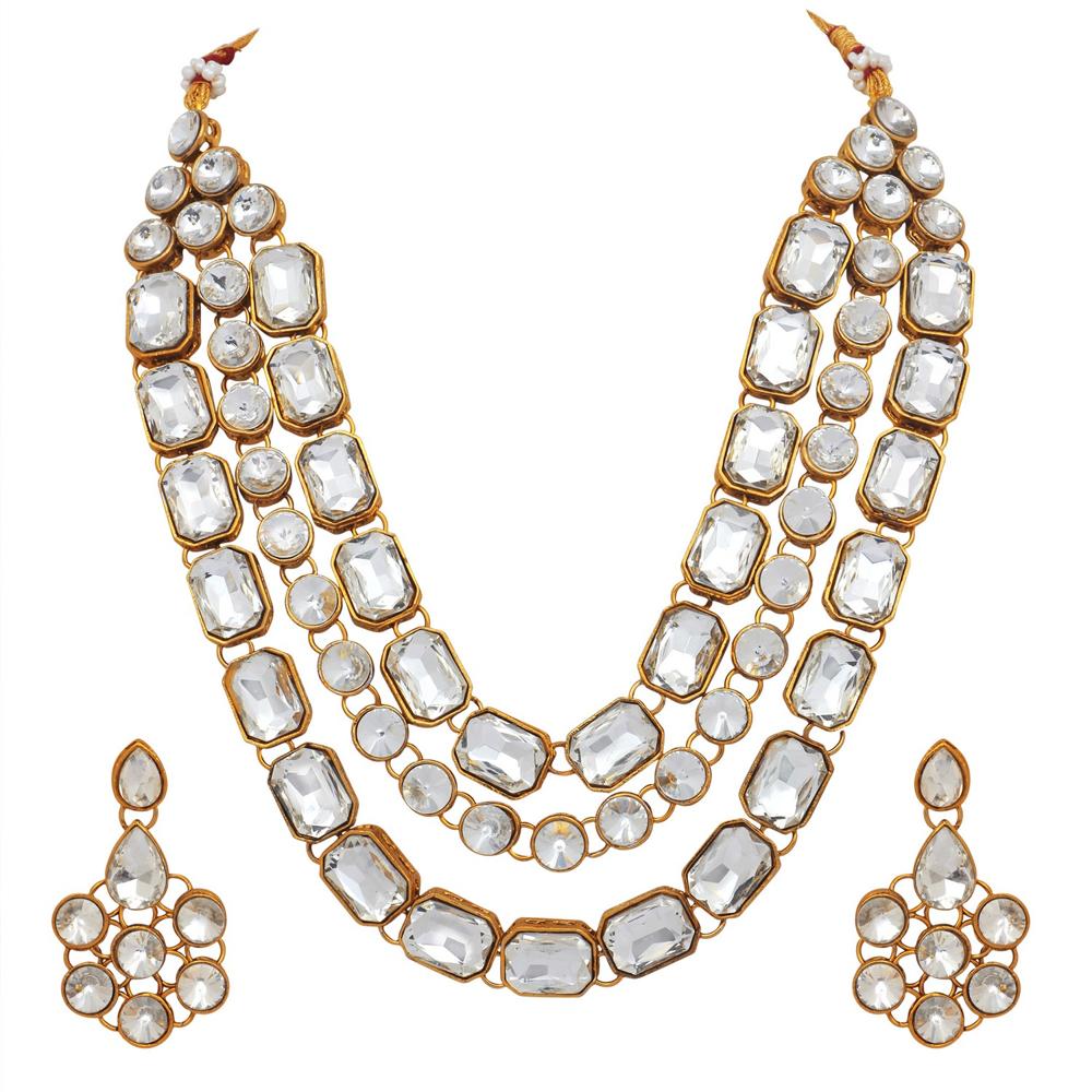 Elegant White Kundan Alloy Jewellery Set