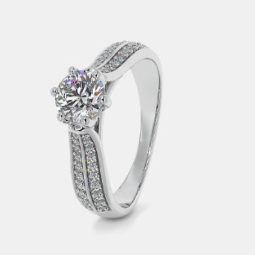 Eternal Spark White Gold Natural Diamond Solitaire Ring - Color: G