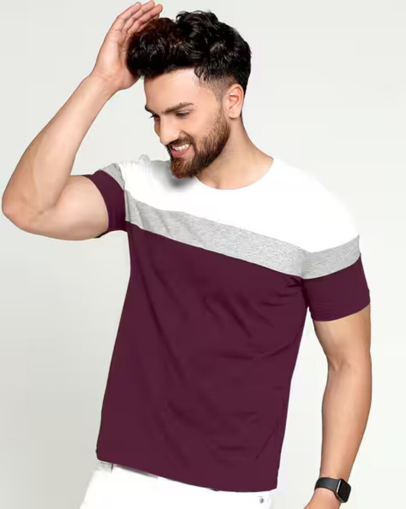 Mens Round Neck Fancy T-shirts - Color: All