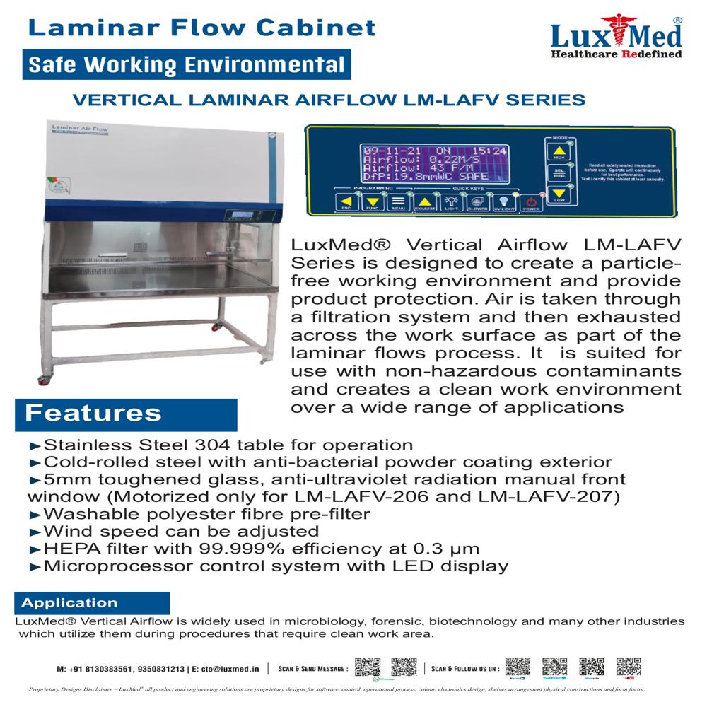 Lm-lafv Series Vertical Laminar Air Flow - Frame Material: Stainless Steel