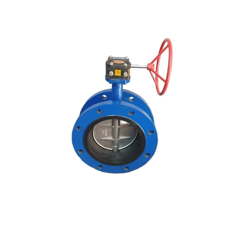 Rubber Lined Wafer Type Double Flange Butterfly Valve - Color: Blue