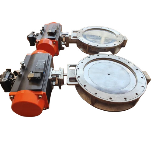 Pneumatic Double Eccentric High Performance Butterfly Valve - Color: Silver