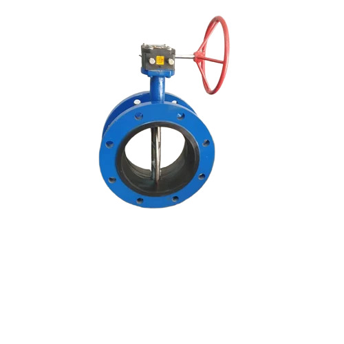 Pneumatic Rubber Lined Wafer Type Double Flange Butterfly Valve - Color: Blue
