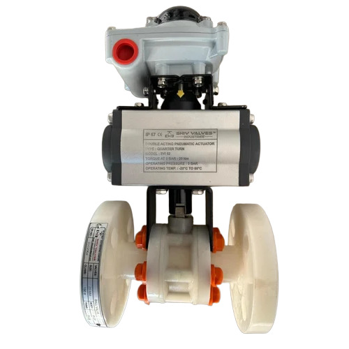 Pneumatic Polypropylene Ball Valve - Color: White