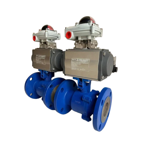 Pneumatic 2 Pc Design Floating Ball Valve - Color: Blue