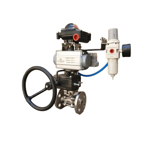 Pneumatic 3 Pc Design Extended Shaft Floating Ball Valve - Finish: Polished