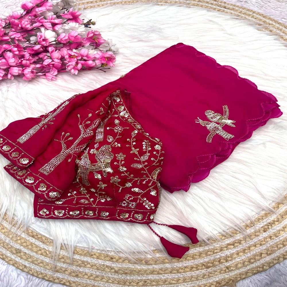 Indian Designer Traditional Saree - Color: Pink- Purple-Lavender
