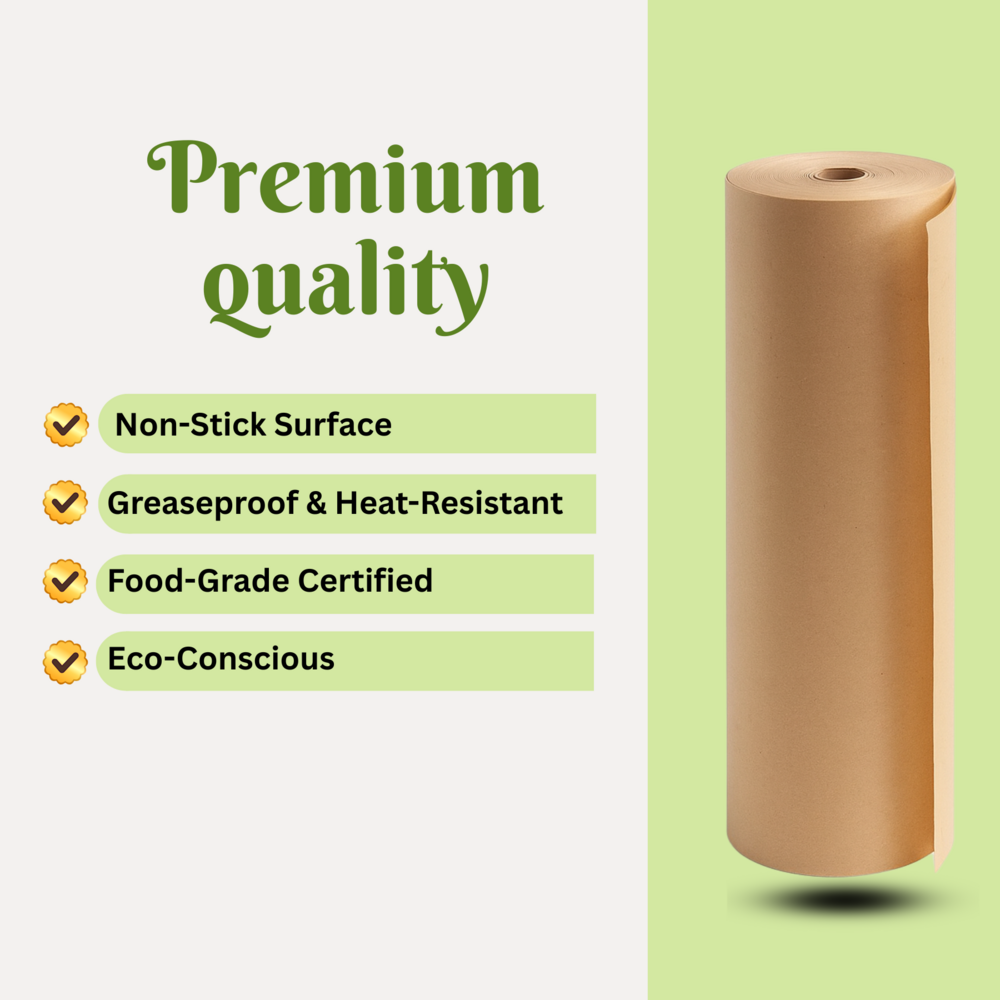 Brown Parchment 2 Side Coated Butterpaper 30 Meter Roll - Food-grade Material, 30 Meters Long, Brown Color | Non-stick, Grease-resistant, Heat-resistant, Easy To Cut