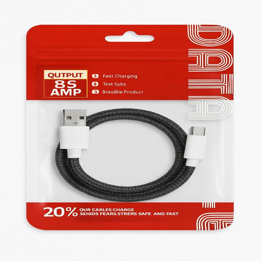 4 Core Usb To C Type Data Cable Braided Cable - Color: Black