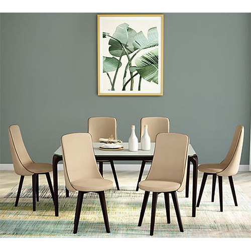 Dining Table With Chair - Color: White & Brown