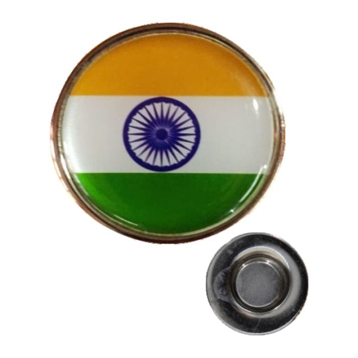 Round India Metal Badge - Badge Type: Button