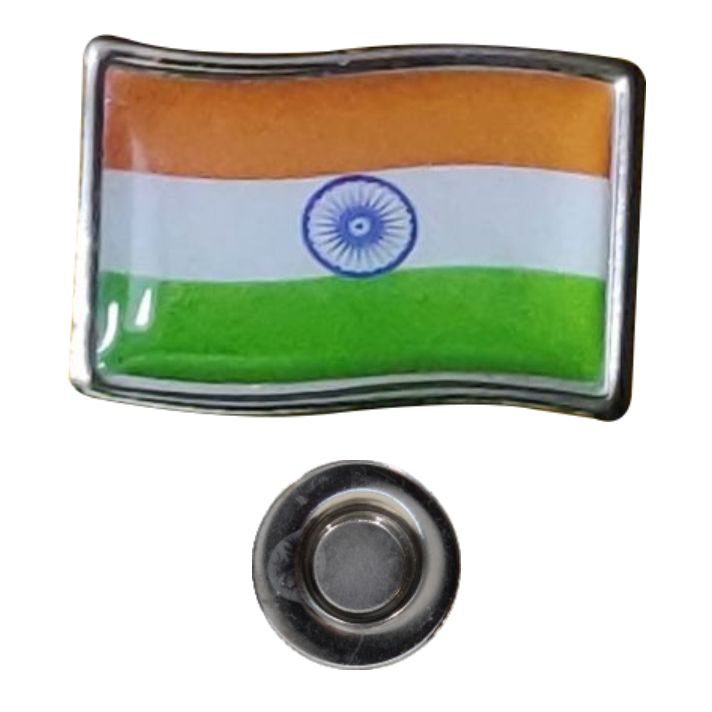 India Flag Metal Badge - Badge Type: Button