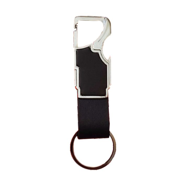 Leather Hook Key Chain - Color: Silver And Black