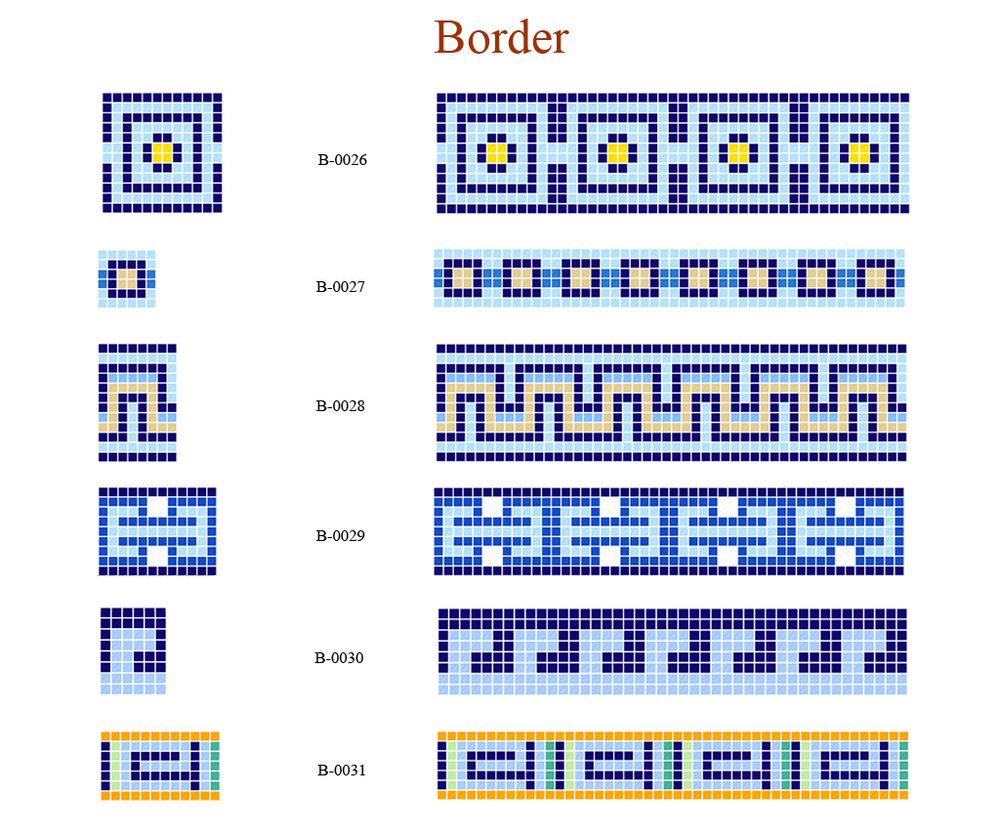 Swimming Pool Border Tiles - Color: Blues