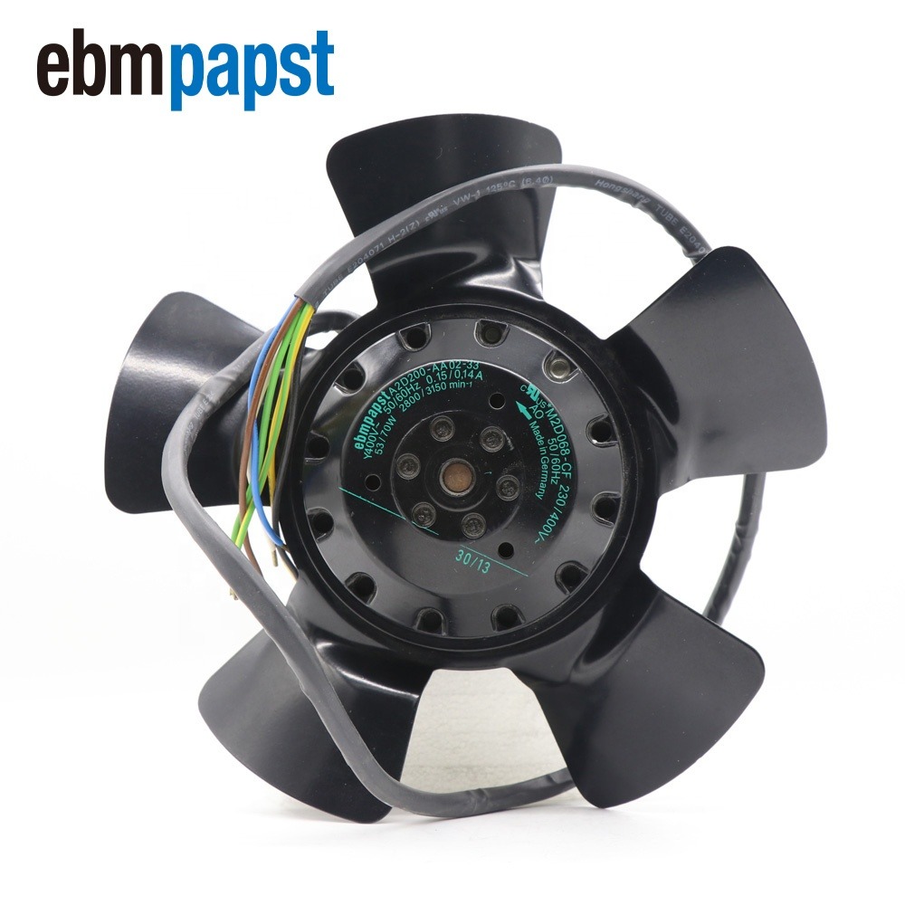 ebmpapst A2D200-AA02-33 3 Phase 230/400V AC 0.15A 7 Wire Leads With Splice Terminals Motor Lenze Inverter Axial Cooling Fan