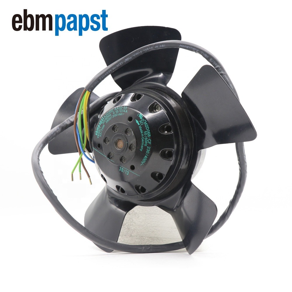 ebmpapst A2D200-AA02-33 3 Phase 230/400V AC 0.15A 7 Wire Leads With Splice Terminals Motor Lenze Inverter Axial Cooling Fan
