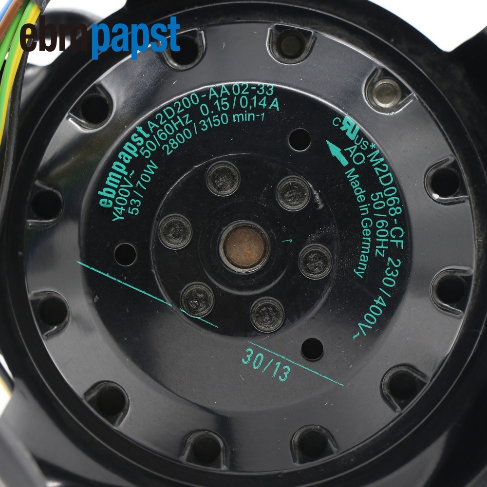 ebmpapst A2D200-AA02-33 3 Phase 230/400V AC 0.15A 7 Wire Leads With Splice Terminals Motor Lenze Inverter Axial Cooling Fan