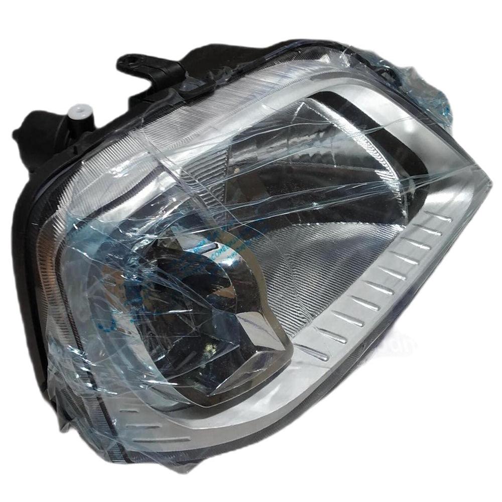 K D Headlight Assembly For Mahindra Logan White (2004-2012) & Verito (2011-2012) Chrome ( Without Adjustable Motor) - Body Material: Plastic