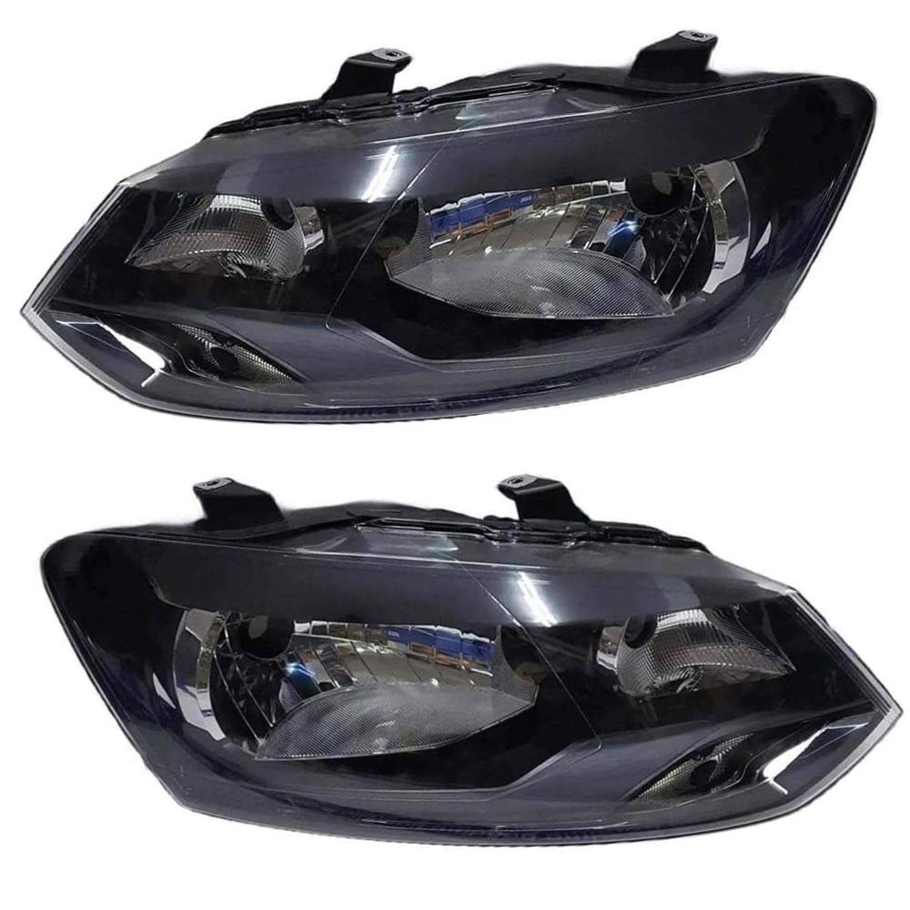 K D Headlight For Vw Polo & Vento (Black) Without Adjustable Motor & Without Projector - Body Material: Plastic