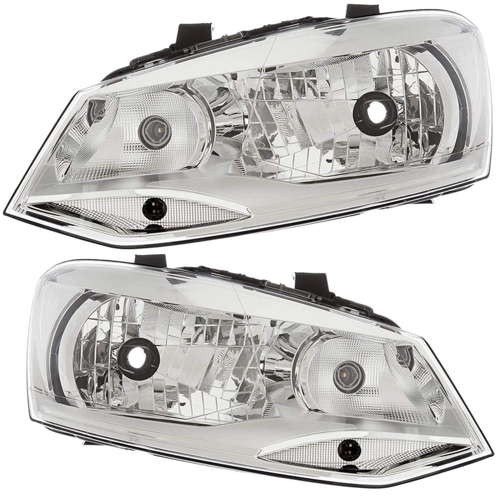 K D Headlight For Vw Vento & Polo (Chrome) Without Adjustable Motor - Body Material: Plastic