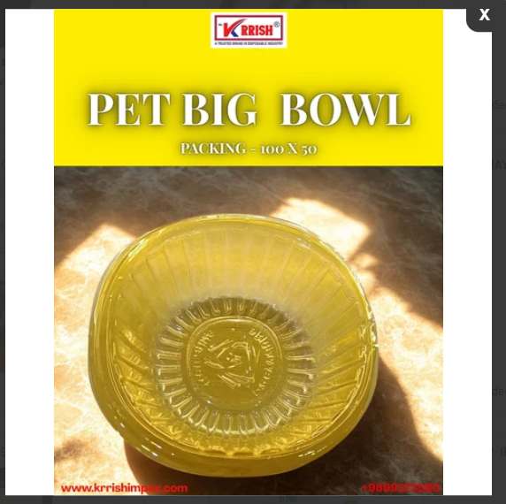 PET BIG BOWL - Food-Grade PET Plastic, 100x50 mm Size, Golden Color | Lightweight, Durable, 100% Disposable, Ideal for Parties & Catering