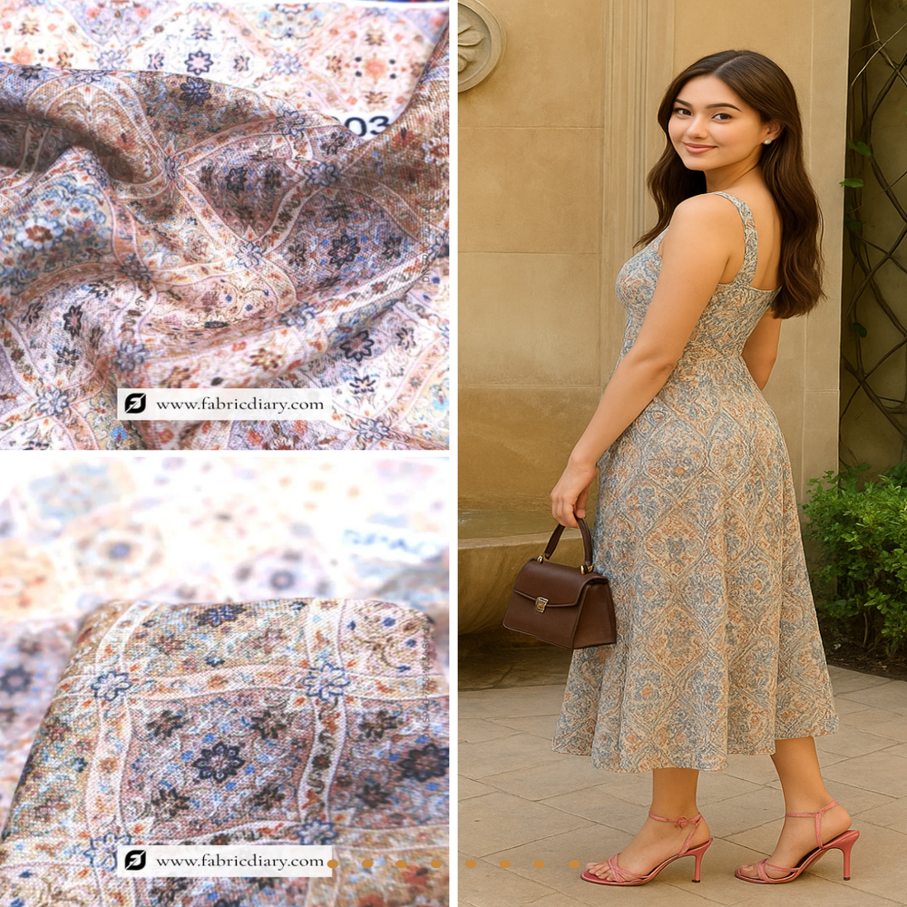 Vintage Poly Linen Print Fabric