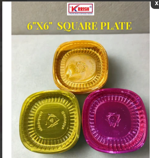 Pet 6"X6" Square Plate - Application: Disposable Cutlery For Serving Food At Events