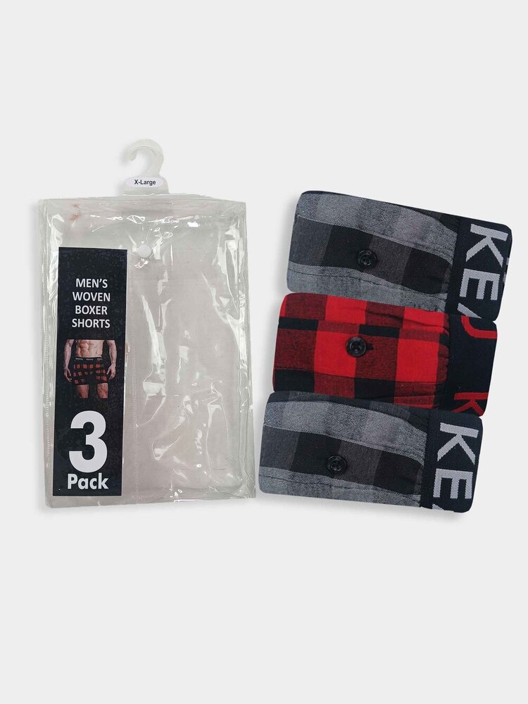 Mens 3 pcs Pack Woven Boxer Shorts