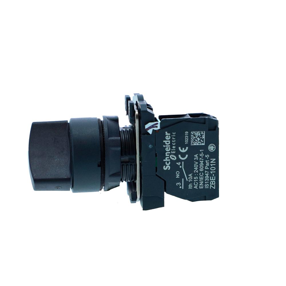 Xb5ad41n- Selector Switch, Harmony Xb5n Xb7n, Plastic, Black, 22mm, Short Handle, 2 Position, Spring Return To Left, 1 No - Current Rating: 10 A