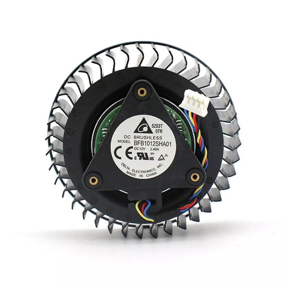 Delta Bfb1012Sha01 Dc Brushless 12V-2.40A Gpu Graphics Card Cooling Fan 76 * 76 * 25Mm 4-Wire - Color: Black