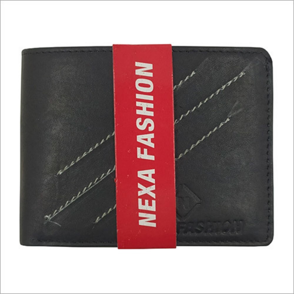 Mens Modern Leather Wallet - Color: Black