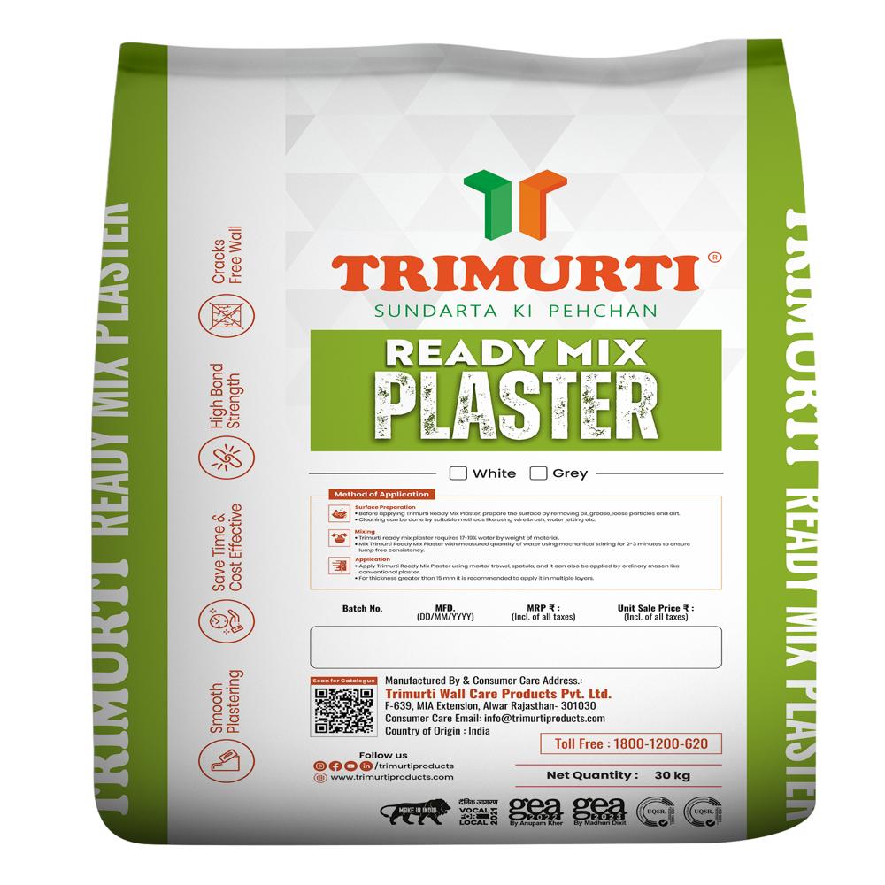 Trimurti 30 Kg Ready Mix Plaster (White) - Application: Brick & Aac Block