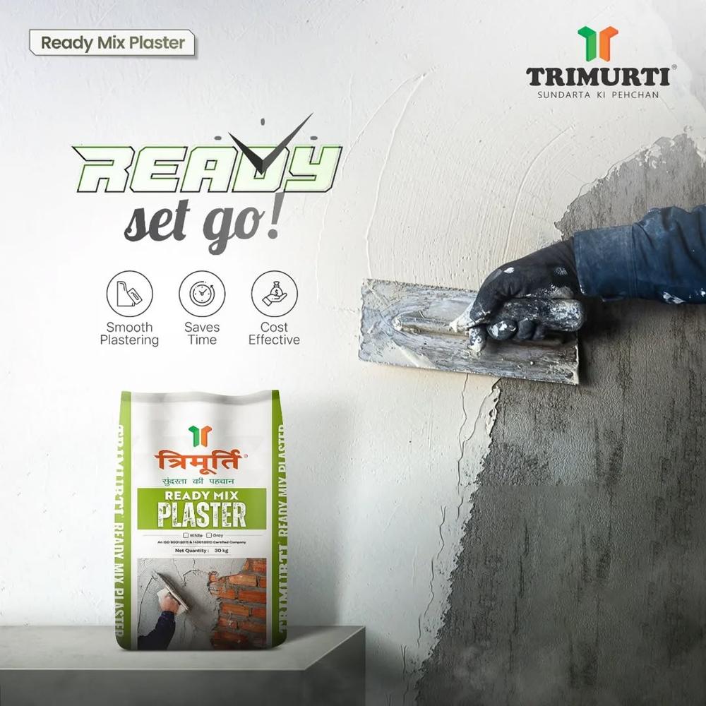Trimurti 30 Kg Ready Mix Plaster (White) - Application: Brick & Aac Block