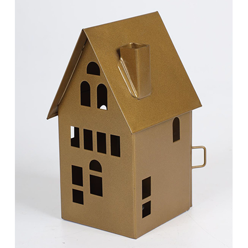 Home Shape Iron Lantern - Color: Golden