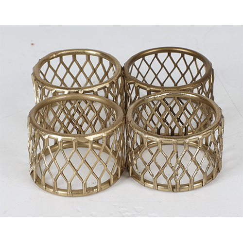 Set Of 4 Napkin Ring - Color: Golden