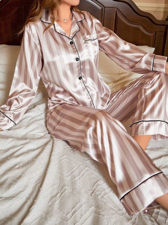 Dusk striped satin pj set