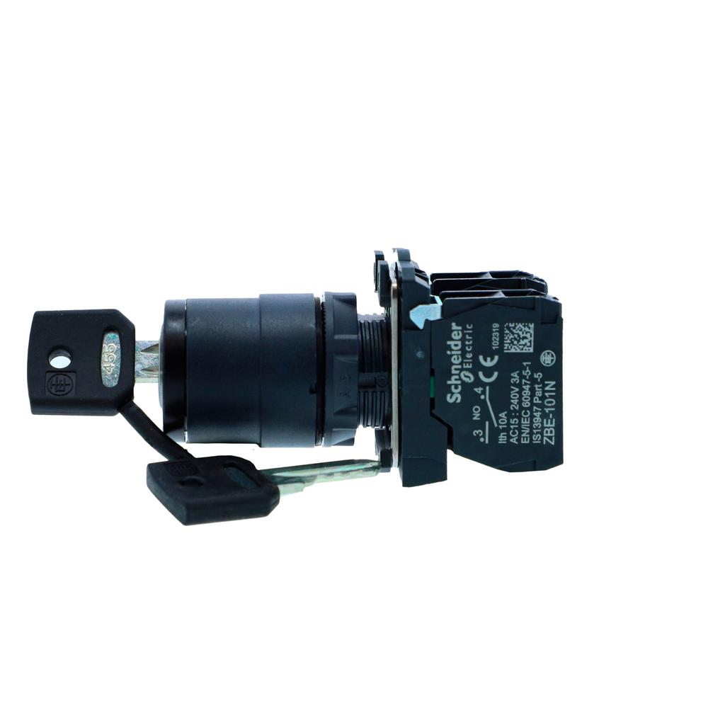 Xb5ag53n-key Selector Switch, Harmony Xb5n Xb7n, Plastic, Black, 22mm, Short Handle, 3 Pos, Stay Put, 2 Side Key Release, 2 No - Current Rating: 10 A