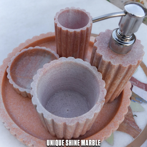 Pink Marble Bathroom Set
