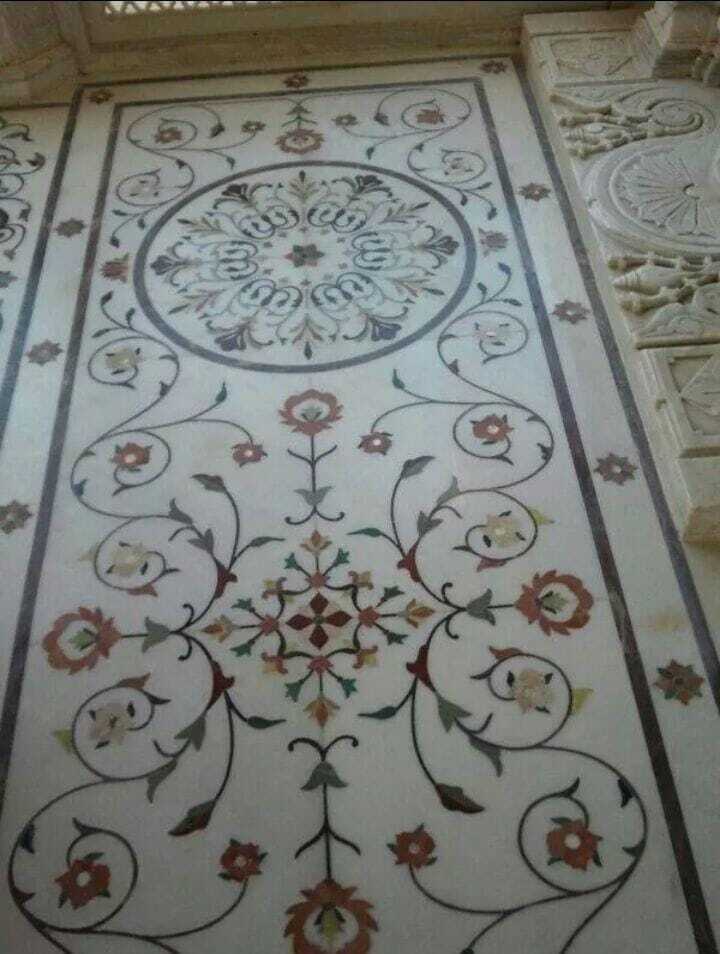 Marble Inlay Work Design - Color: White
