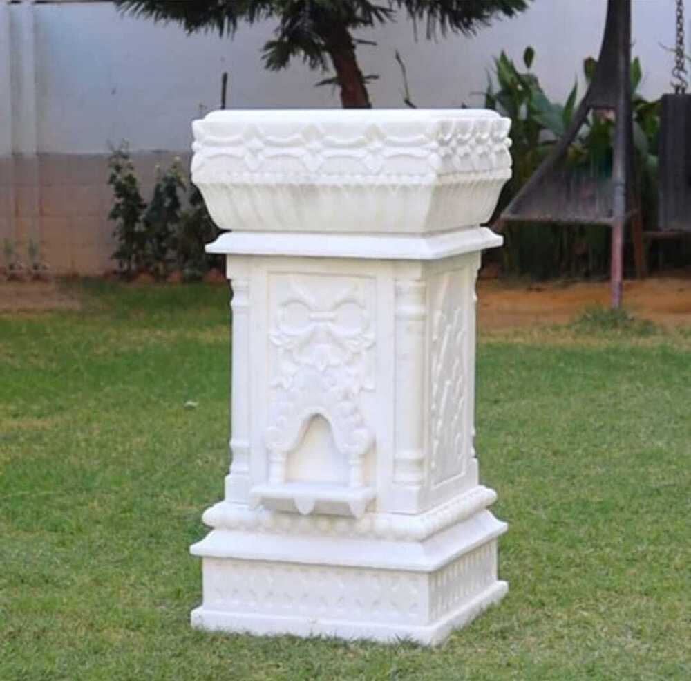 White Marble Tulsi Stand - Features: Durable