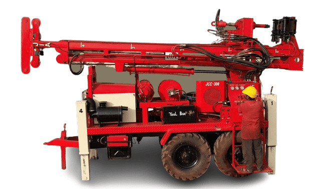 Jcc-300 Trolley Mounted Diamond Core Wire Line Drilling Rig - Color: Red