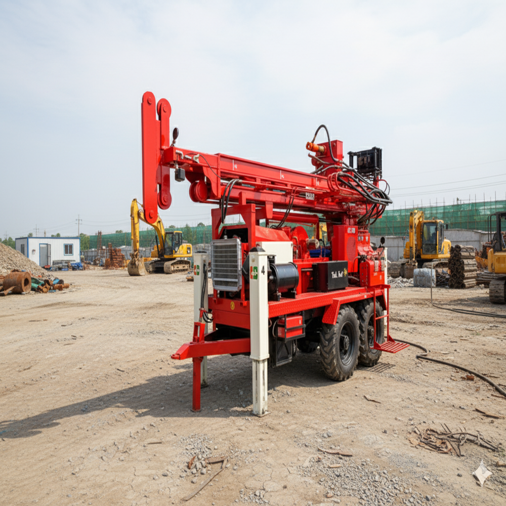Jcc-300 Trolley Mounted Diamond Core Wire Line Drilling Rig - Color: Red