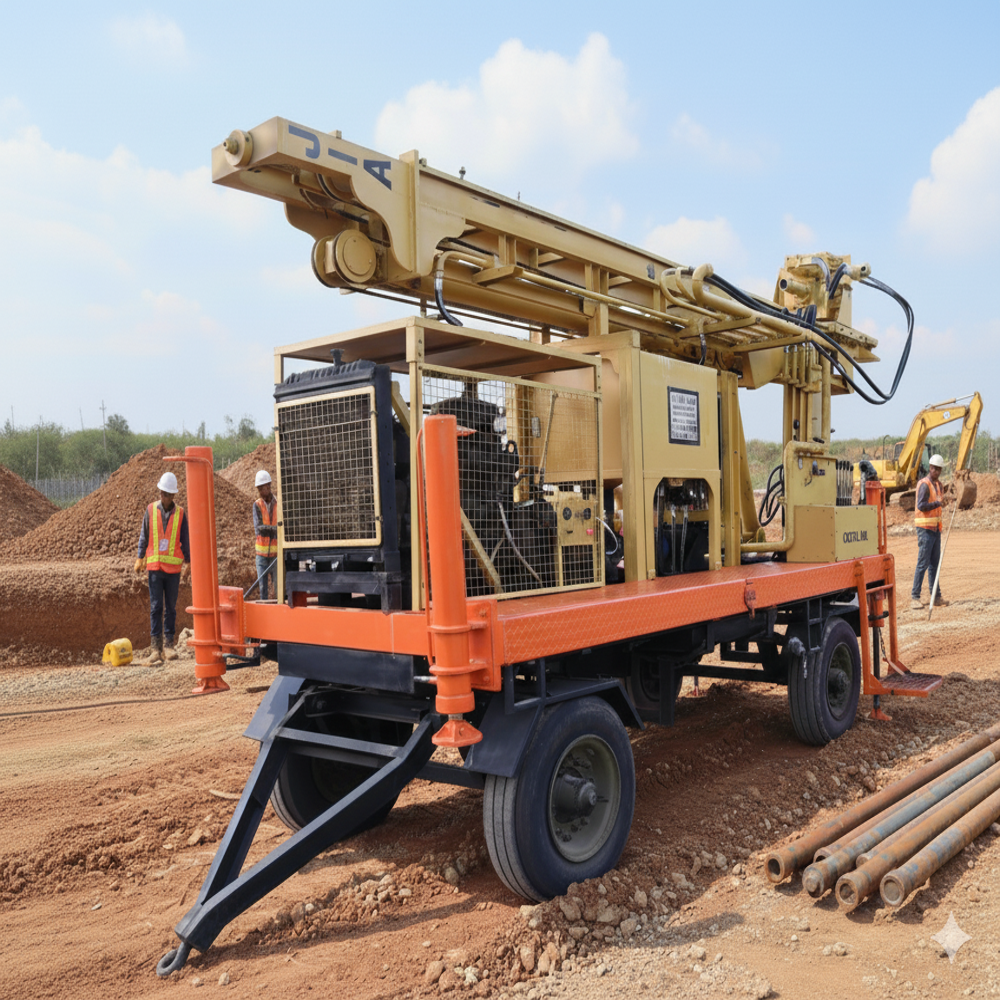 Jwc-25 Trolley Mounted Dthr Water Well Drilling Rig - Color: Yellow (Base)