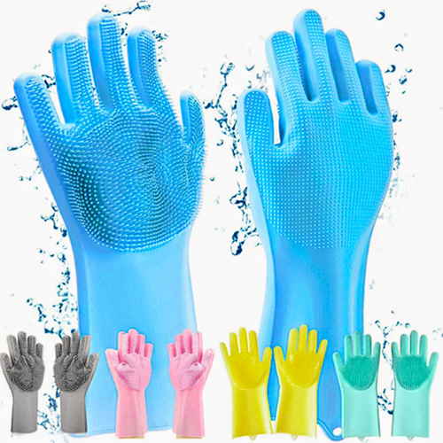 Silicone Hand Gloves, Multicolor Silicone Scrubbing Hand Gloves, Gloves for Kitchen Dishwashing