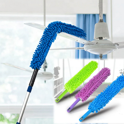 Microfiber Fan Duster With Expandable Rod For Dust Cleaning, Multipurpose Flexible Fan Duster