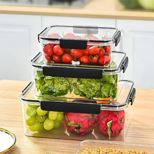 3 Piece Airtight Food Container, Plastic Rectangular Kit Kat Airtight Container For Kitchen