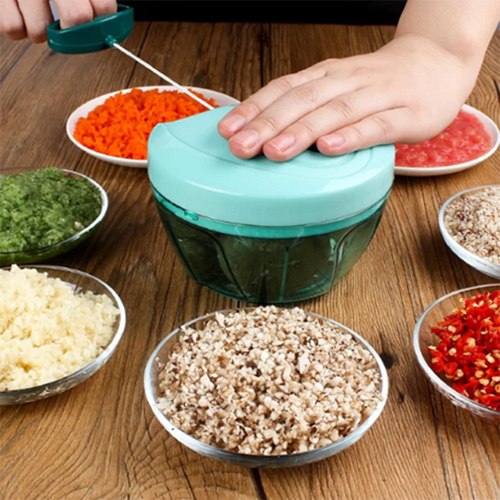 Vegetable Chopper, Manual Dori Chopper, 500 mL Quick & Easy 2 Blade Pull Chopper